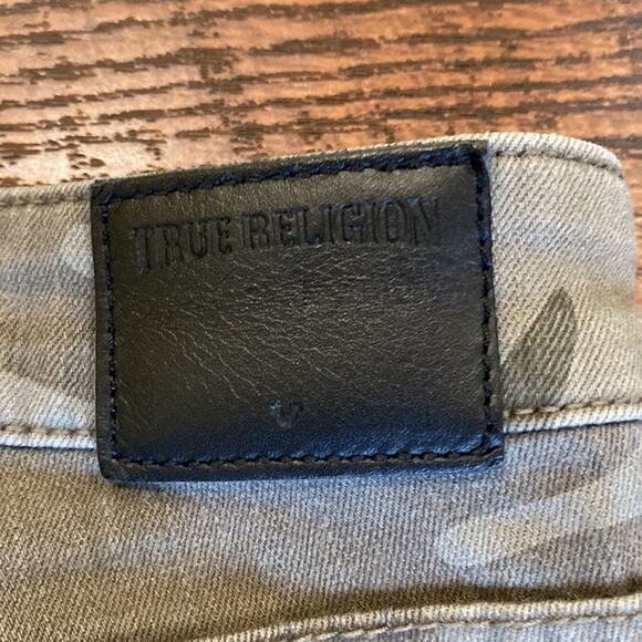 True Religion Jeans Halle Mid Rise Super Skinny Green Camo Distressed Size 26 - Picture 5 of 12